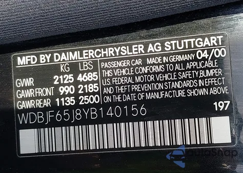 2000 Mercedes-Benz E 320 from USA, damaged, VIN WDBJF65J8YB140156